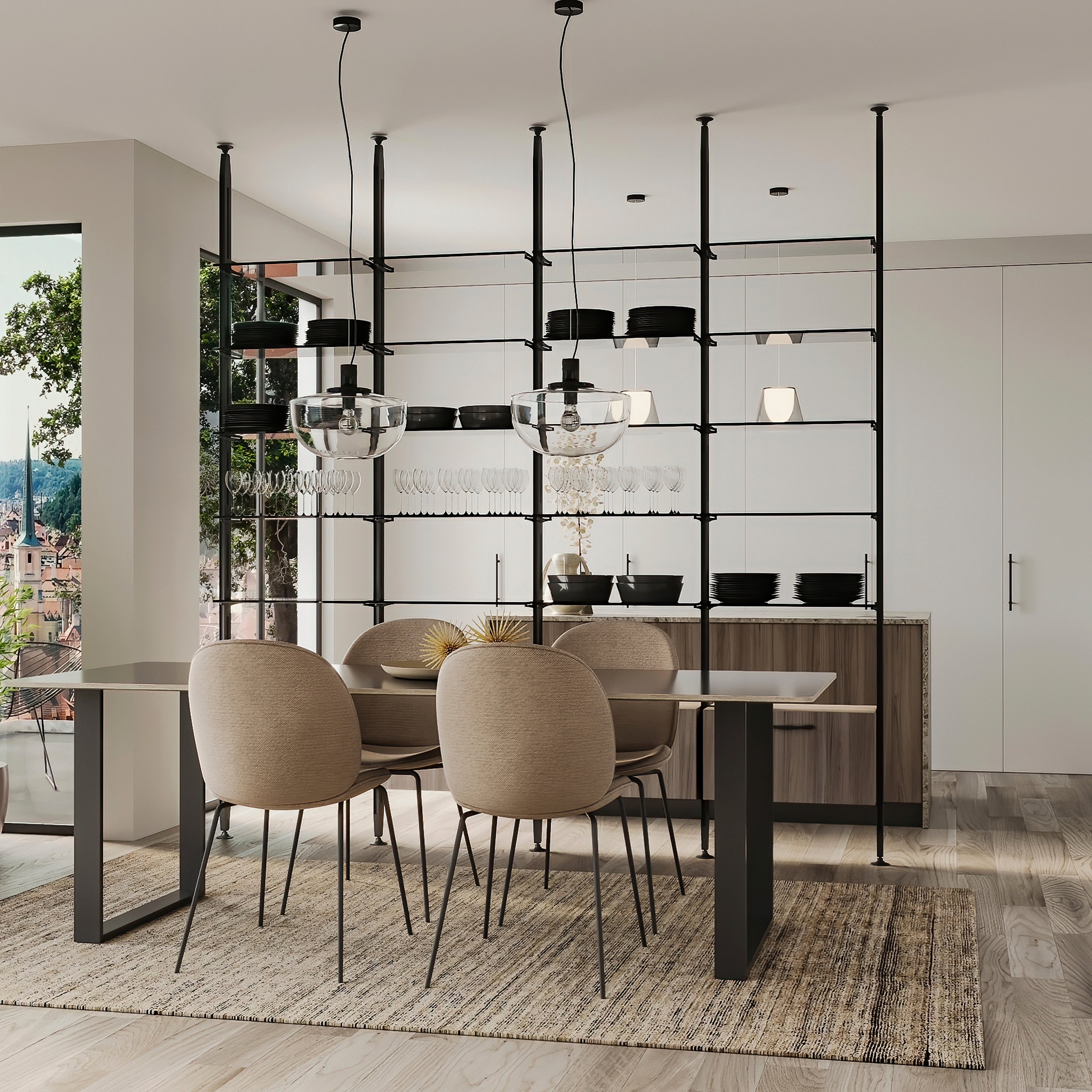 Emuca Set di supporti per ripiani in vetro, ripiani in vetro non inclusi, Verniciato nero testurizzato, Zamak, 5 set