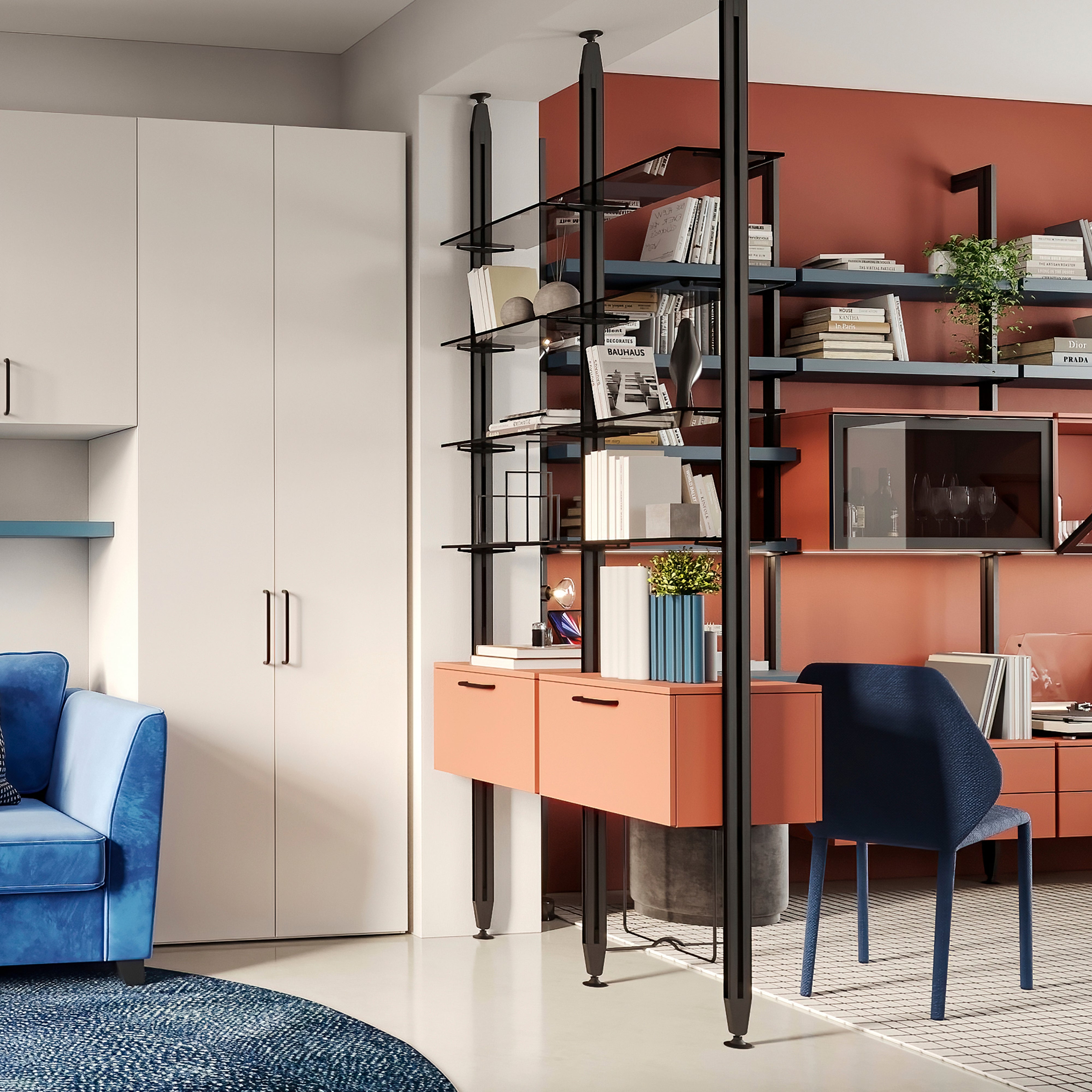 Emuca Set di supporti per ripiani in vetro, ripiani in vetro non inclusi, Verniciato nero testurizzato, Zamak, 5 set