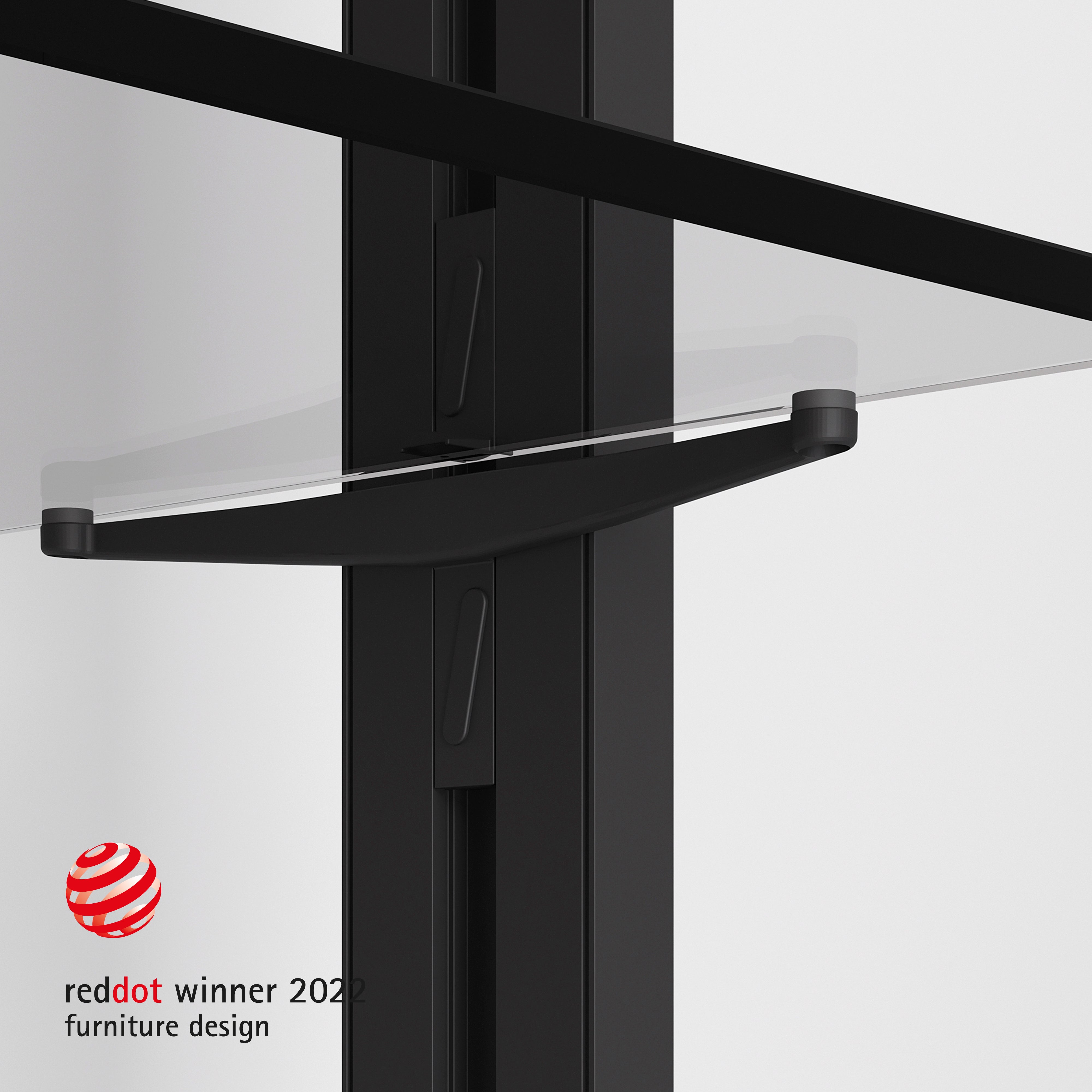 Emuca Set di supporti per ripiani in vetro, ripiani in vetro non inclusi, Verniciato nero testurizzato, Zamak, 5 set