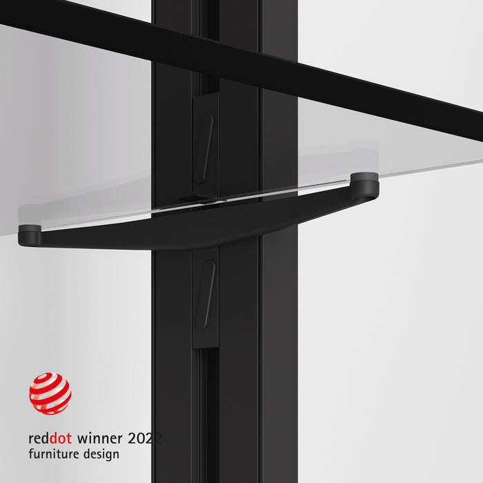 Emuca Set di supporti per ripiani in vetro, ripiani in vetro non inclusi, Verniciato nero testurizzato, Zamak, 5 set