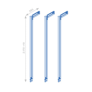 Emuca Kit telaio modulare Zero con ferramenta e 3 profili per montaggio a pavimento e a parete con livellatore rettangolare, alluminio e zama, nero testurizzato