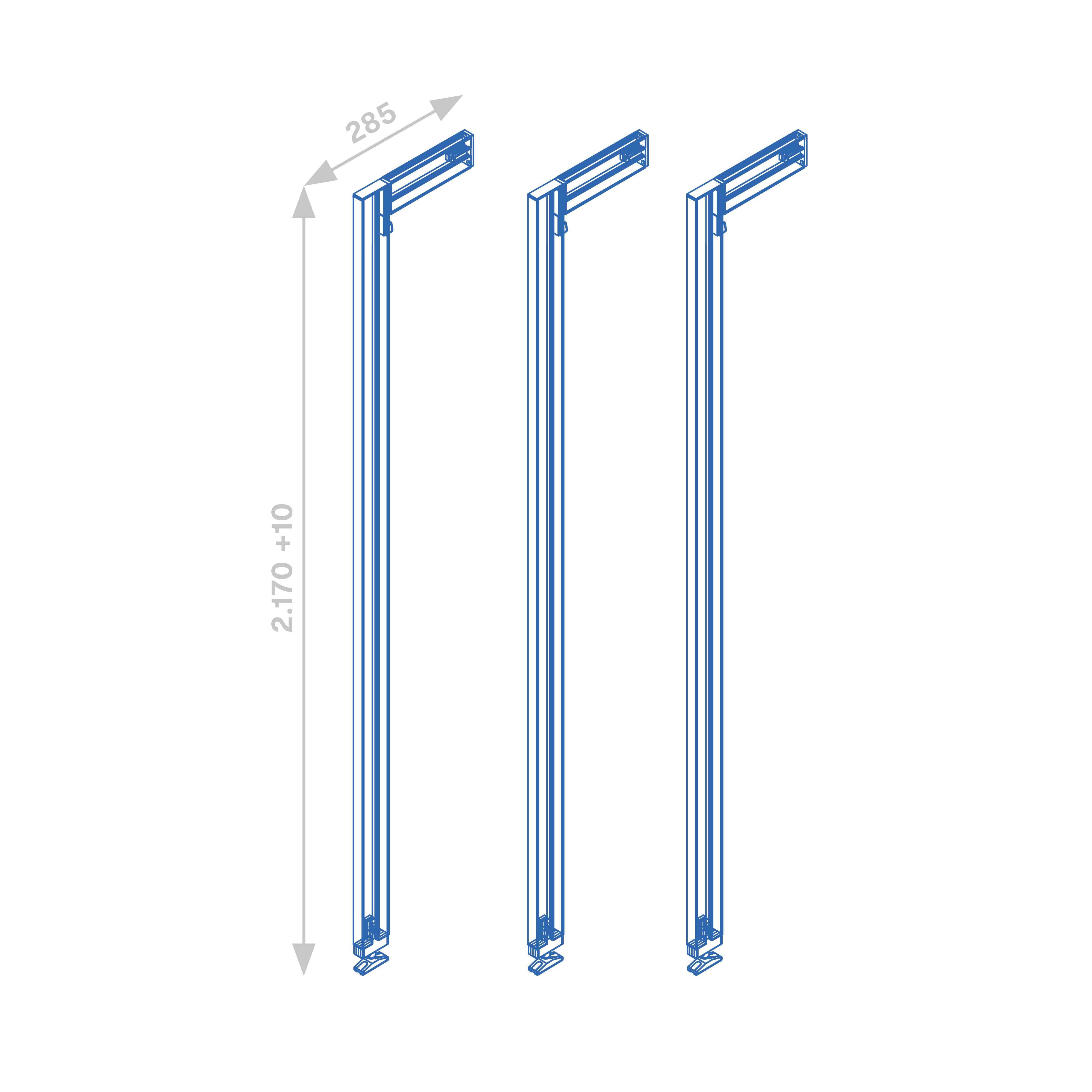 Emuca Kit telaio modulare Zero con ferramenta e 3 profili per montaggio a pavimento e a parete con livellatore rettangolare, alluminio e zama, nero testurizzato