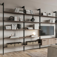 Emuca Kit telaio modulare Zero con ferramenta e 3 profili per montaggio a pavimento e a parete con livellatore rettangolare, alluminio e zama, nero testurizzato