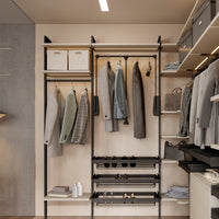 Emuca Kit telaio modulare Zero con ferramenta e 3 profili per montaggio a pavimento e a parete con livellatore rettangolare, alluminio e zama, nero testurizzato