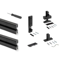 Emuca Kit telaio modulare Zero con ferramenta e 3 profili per montaggio a pavimento e a parete con livellatore rettangolare, alluminio e zama, nero testurizzato