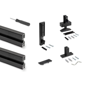 Emuca Kit telaio modulare Zero con ferramenta e 3 profili per montaggio a pavimento e a parete con livellatore rettangolare, alluminio e zama, nero testurizzato