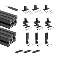 Emuca Kit telaio modulare Zero con ferramenta e 3 profili per montaggio a pavimento e a parete con livellatore rettangolare, alluminio e zama, nero testurizzato
