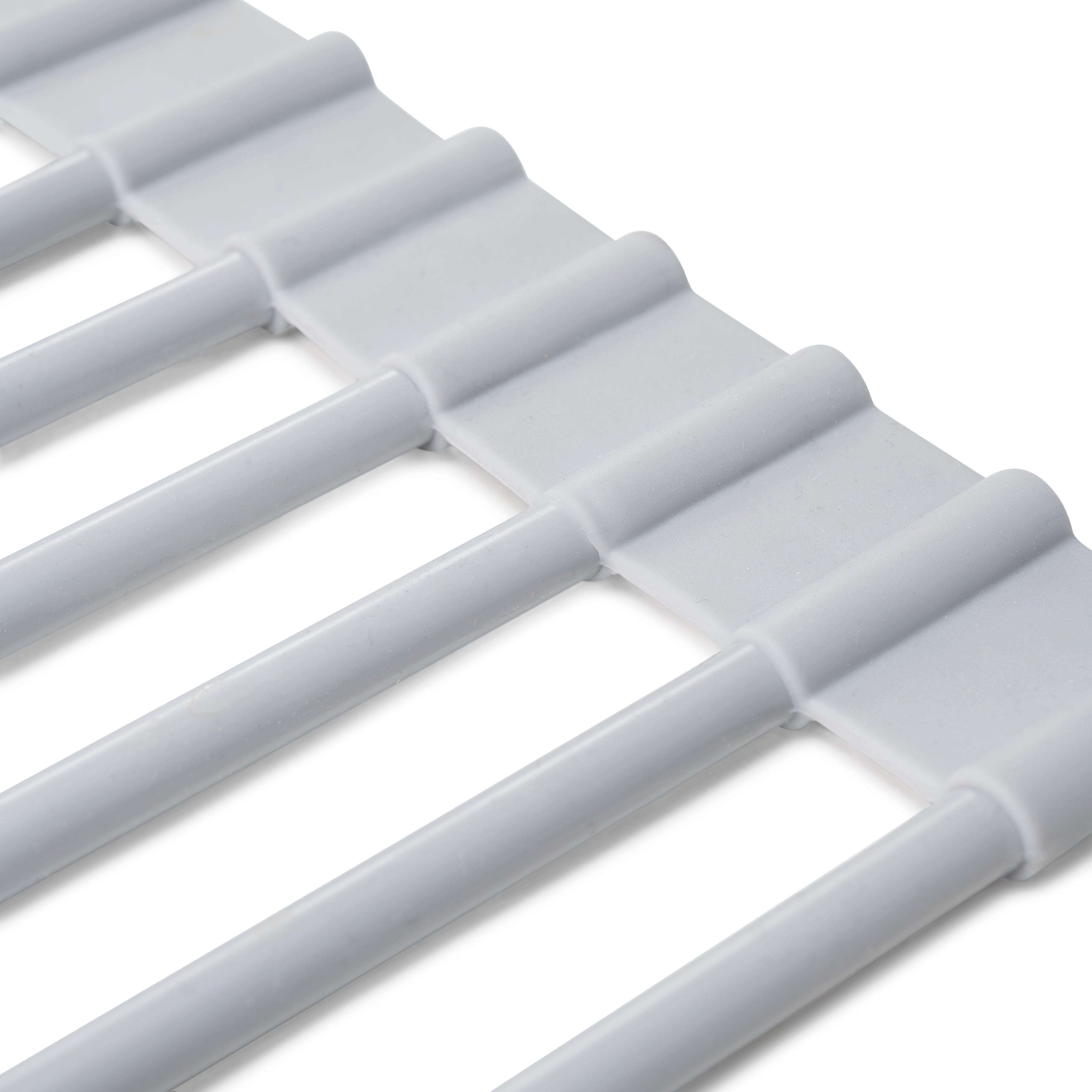 Emuca Scolapiatti in acciaio e silicone flessibile, Plastica grigia, Acciaio e Tecnoplastica, 1 u.