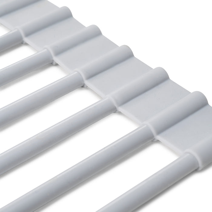 Emuca Scolapiatti in acciaio e silicone flessibile, Plastica grigia, Acciaio e Tecnoplastica, 1 u.