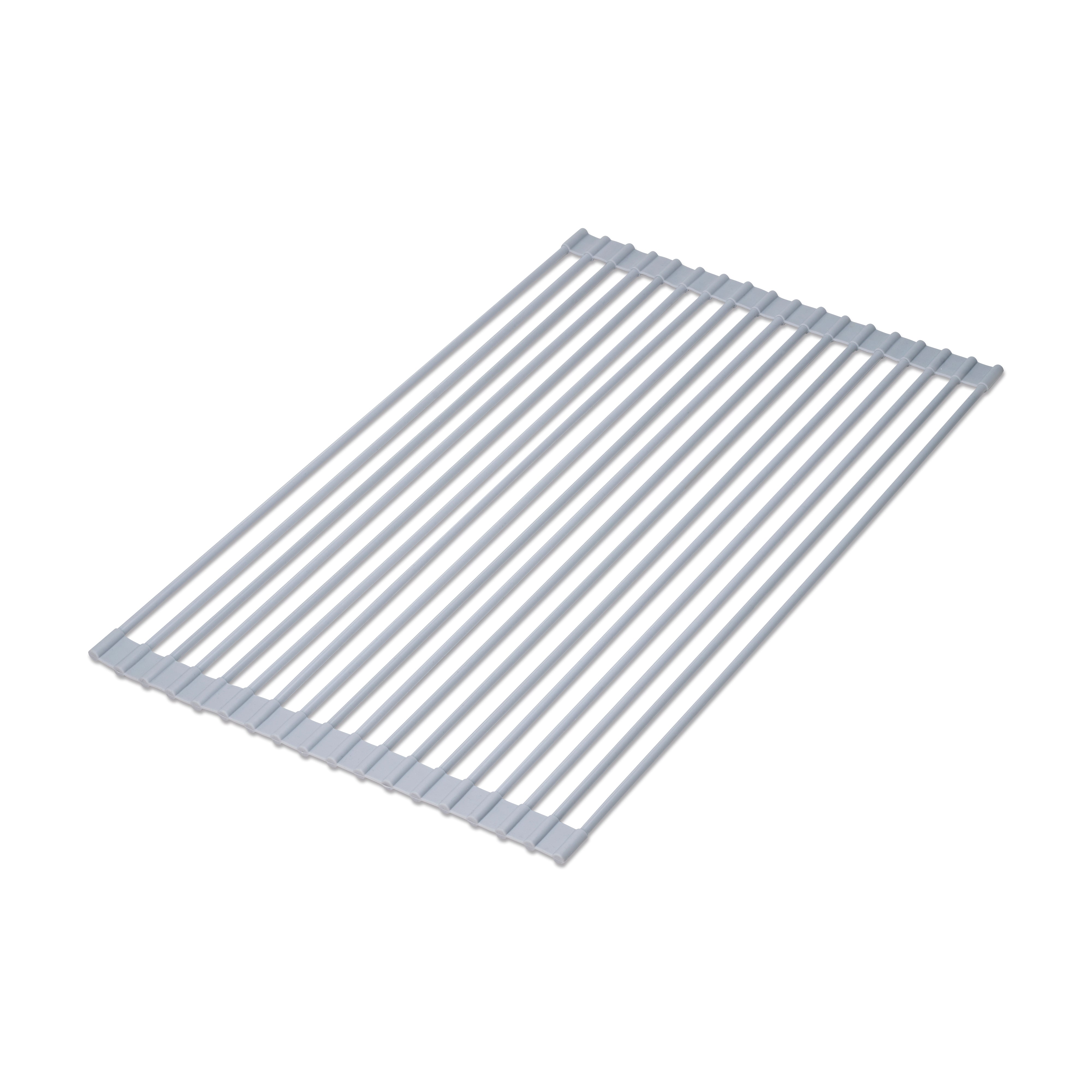 Emuca Scolapiatti in acciaio e silicone flessibile, Plastica grigia, Acciaio e Tecnoplastica, 1 u.