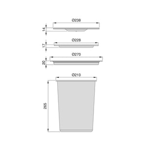 Emuca Pattumiera da incasso Recycle per piano cucina, 7 litri, Acciaio inossidabile, 1 u.