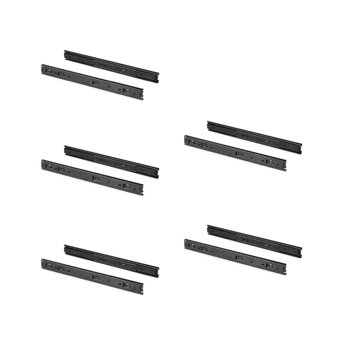 Emuca Kit guide per cassetti, a sfera, 45x 600 mm, estrazione totale, Nero, 5 u.