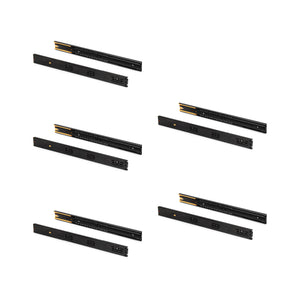 Emuca Kit guide per cassetti, a sfera, 45 x 350 mm, estrazione totale, chiusura soft, Nero, 5 u.