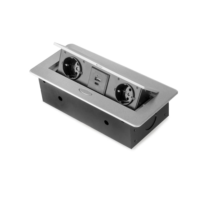 Emuca Multipresa Atom 26 Lite per scrivania, Verniciato alluminio, Zama e Acciaio e Tecnoplastica, 1 u.