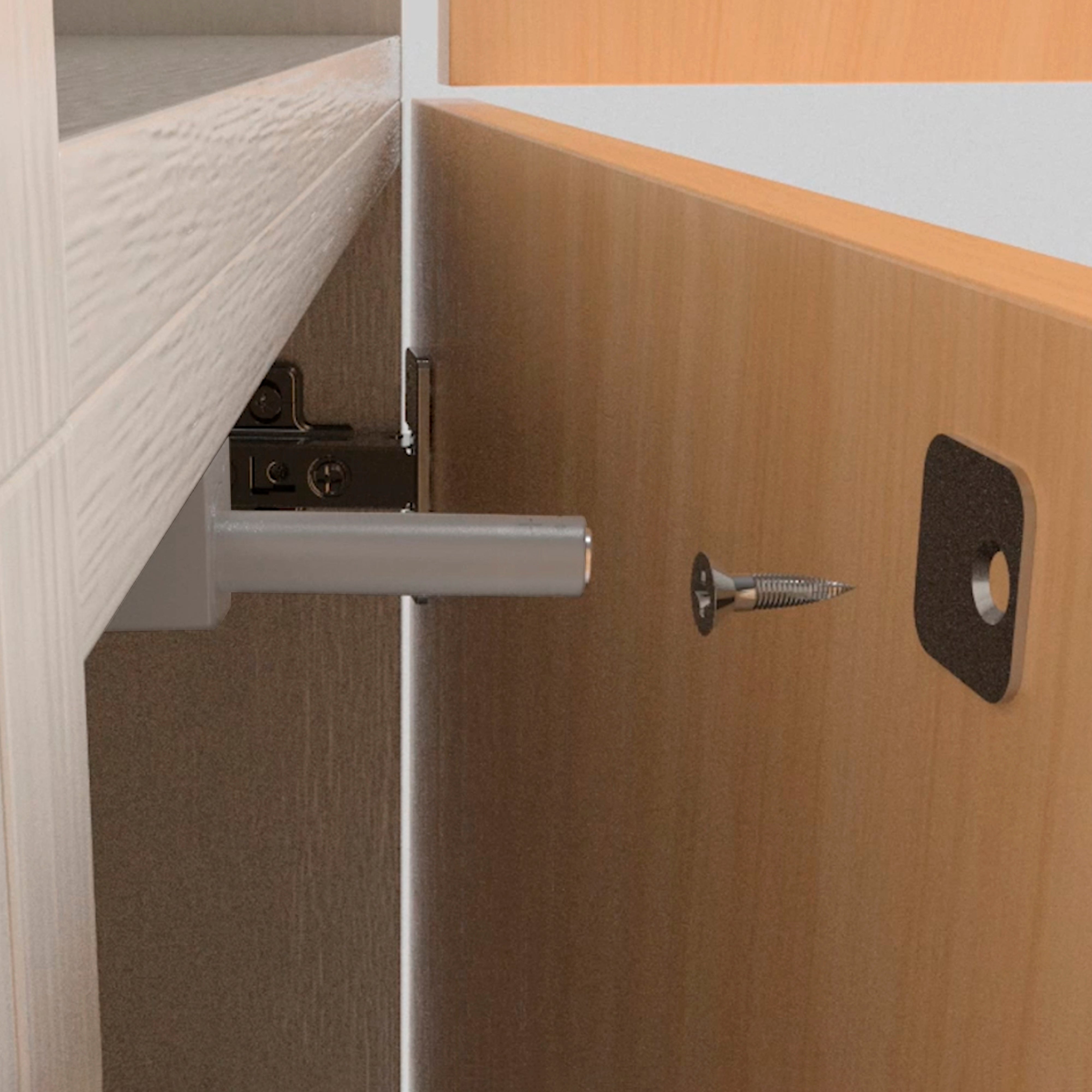 Emuca Chiudiporta Push Lite da avvitare nel mobile con regolazione, 80 mm, Magnetica, Plastica grigia, Tecnoplastica, 10 unitÃ 