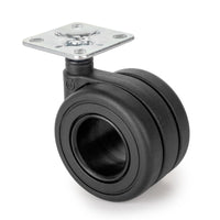 Emuca Kit di ruote Hole con piastra per montaggio, Ã˜ 65, Verniciato nero, Acciaio e Tecnoplastica, 1 u.