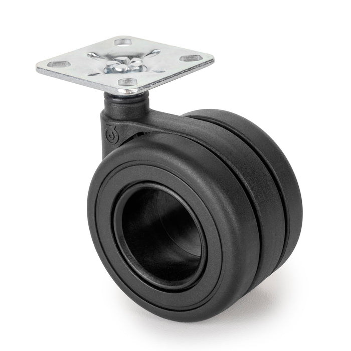 Emuca Kit di ruote Hole con piastra per montaggio, Ã˜ 65, Verniciato nero, Acciaio e Tecnoplastica, 1 u.