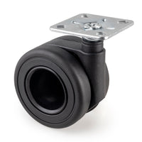 Emuca Kit di ruote Hole con piastra per montaggio, Ã˜ 65, Verniciato nero, Acciaio e Tecnoplastica, 1 u.