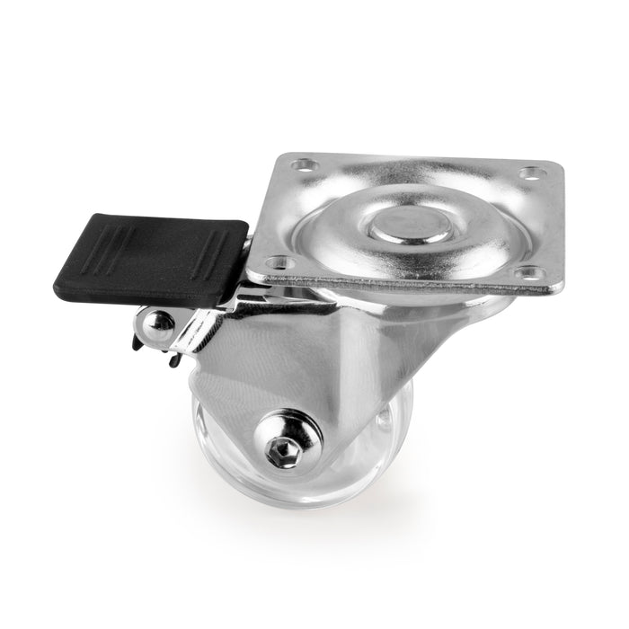 Emuca Kit di ruote Slip 3 con piastra per montaggio, Ã˜ 35, Acciaio e Tecnoplastica, 1 kit