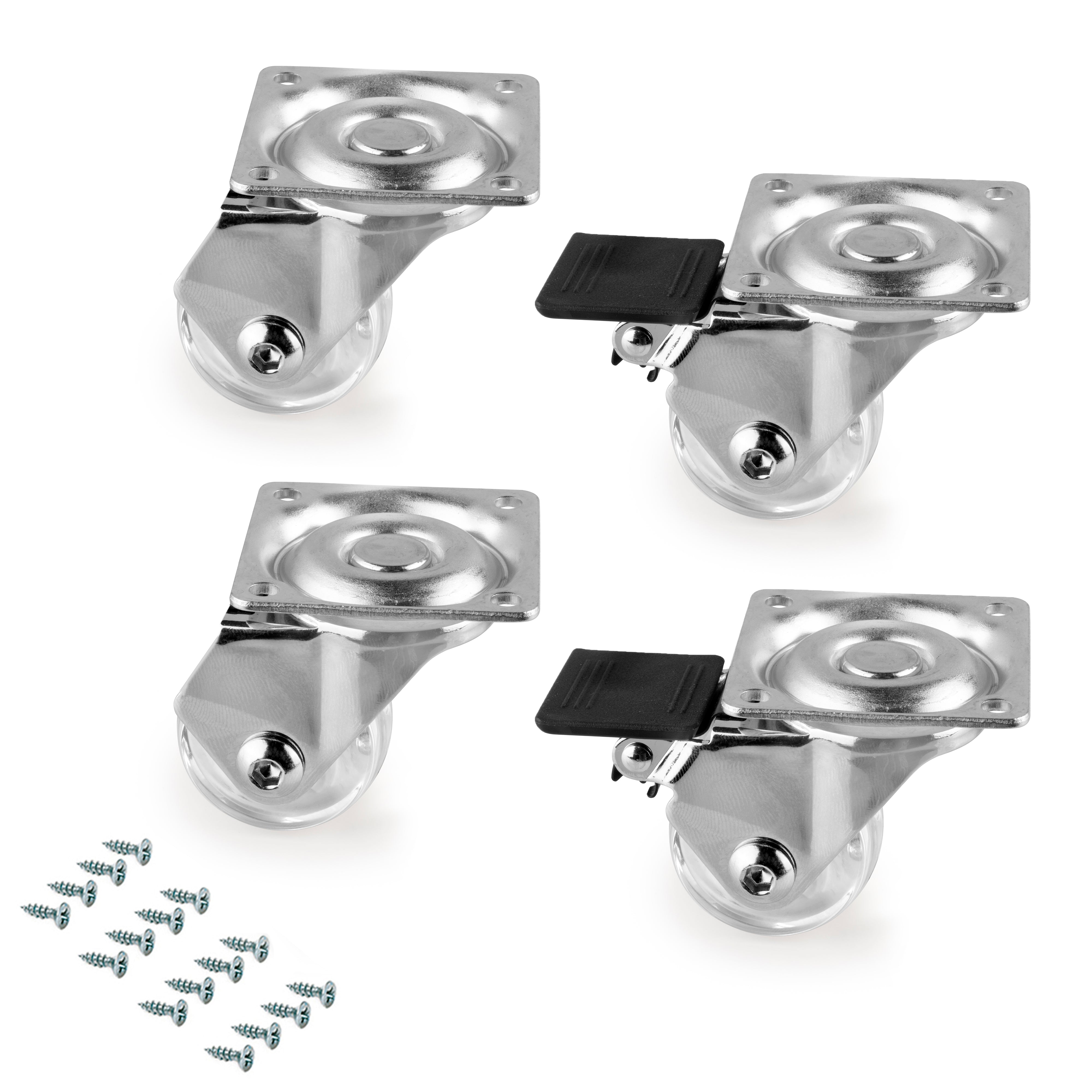 Emuca Kit di ruote Slip 3 con piastra per montaggio, Ã˜ 35, Acciaio e Tecnoplastica, 1 kit