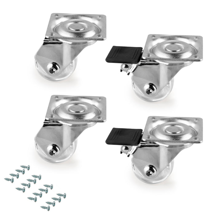 Emuca Kit di ruote Slip 3 con piastra per montaggio, Ã˜ 35, Acciaio e Tecnoplastica, 1 kit