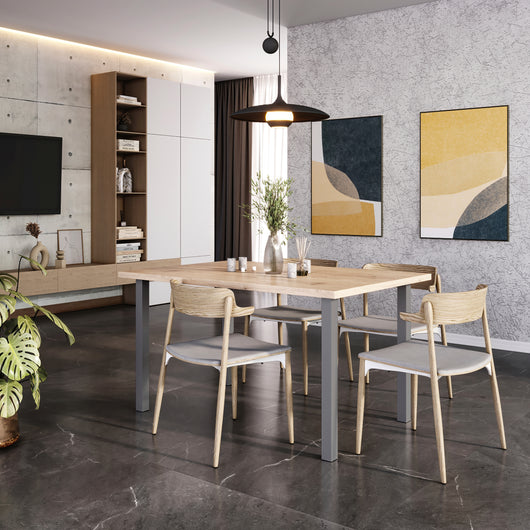 Emuca Gambe per tavolo quadrate, 50x50mm, Verniciato alluminio, Acciaio, 4 un