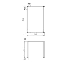 Emuca Gambe quadrate e struttura per tavolo, 50x50mm, 1.150x750, Verniciato nero, Acciaio, 1 u.