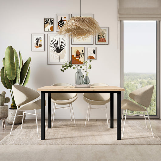 Emuca Gambe quadrate e struttura per tavolo, 50x50mm, 1.150x750, Verniciato nero, Acciaio, 1 u.