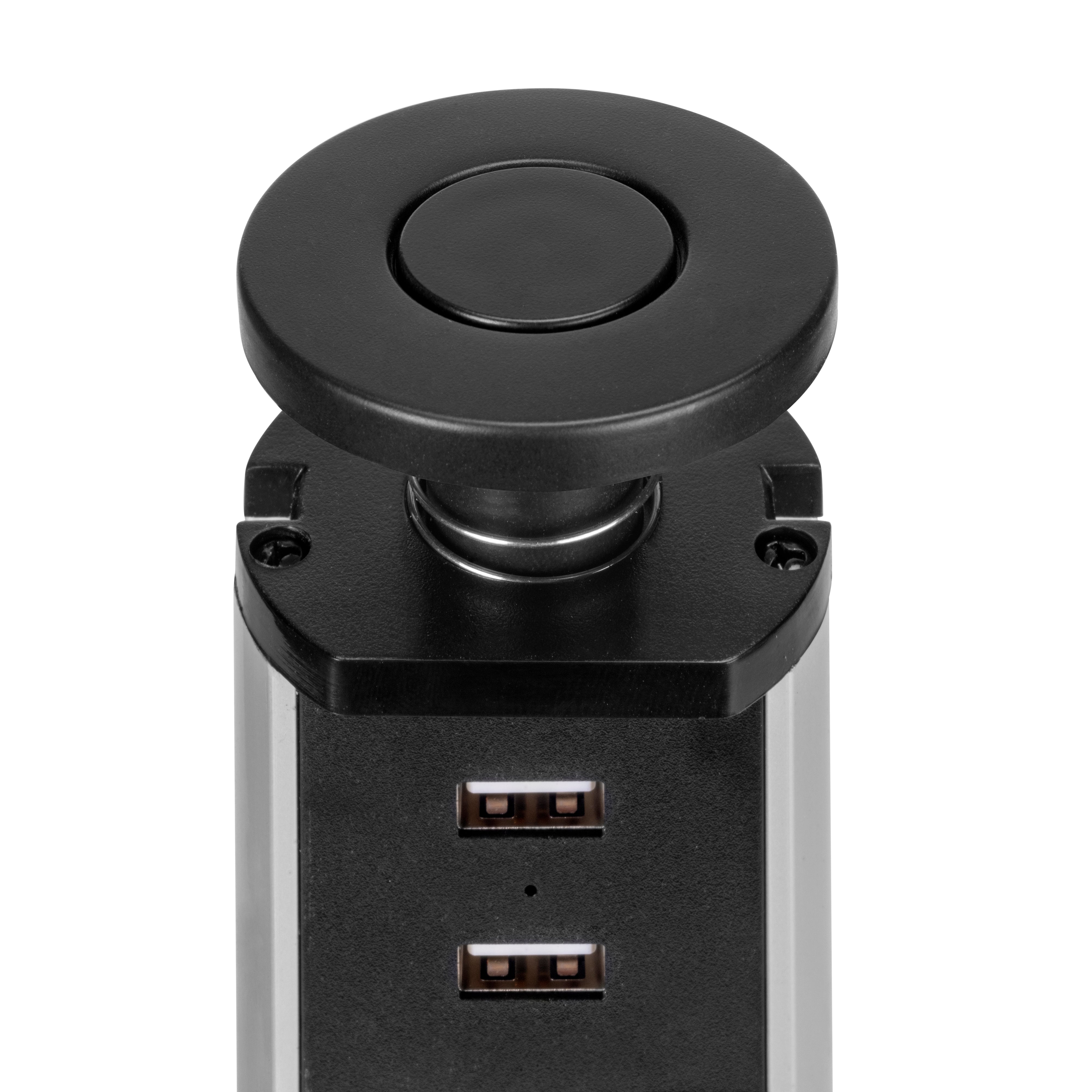 Emuca Multiconnettore estraibile Vertikal, EU, Verniciato nero, Tecnoplastica e Alluminio, 1 u.