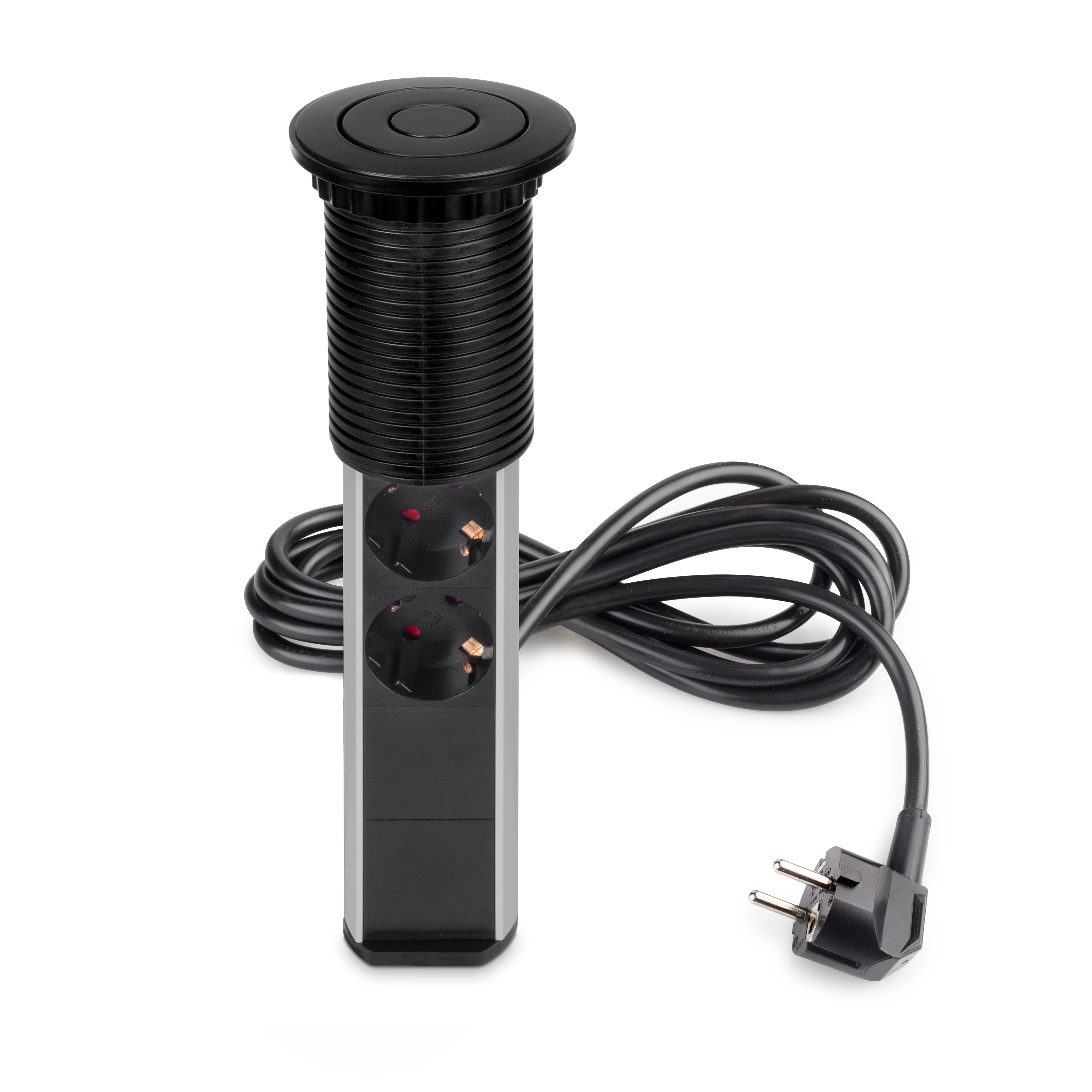 Emuca Multiconnettore estraibile Vertikal, EU, Verniciato nero, Tecnoplastica e Alluminio, 1 u.