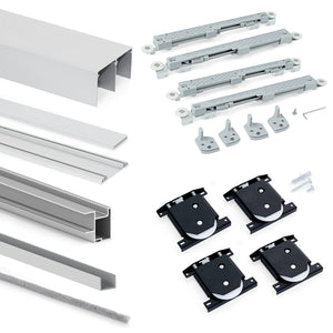 Emuca Sistema scorrevole Placard per armadio di 2 ante con profili Deep, spessore 18 mm, chiusura soft, pannelli non incluse, Anodizzato opaco, 1 u.