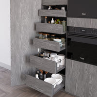 Emuca Cassetto esterno Vertex 40 kg altezza 131 mm con sponde in vetro, 450, Grigio antracite, 1 kit