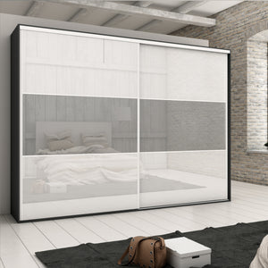 Emuca Sistema scorrevole Placard 74 per armadio di 2 ante con profili Wave, spessore 16 mm, chiusura soft, pannelli non incluse, Verniciato bianco, 1 u.