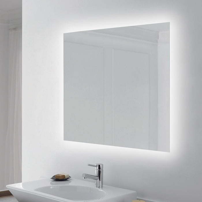 Emuca Specchio Centaurus con illuminazione LED decorativa, rettangolare 600 x 800 mm, 14 W, Alluminio e Vetro, 1 u.