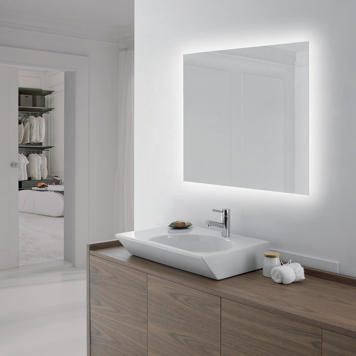 Emuca Specchio Centaurus con illuminazione LED decorativa, rettangolare 600 x 800 mm, 14 W, Alluminio e Vetro, 1 u.