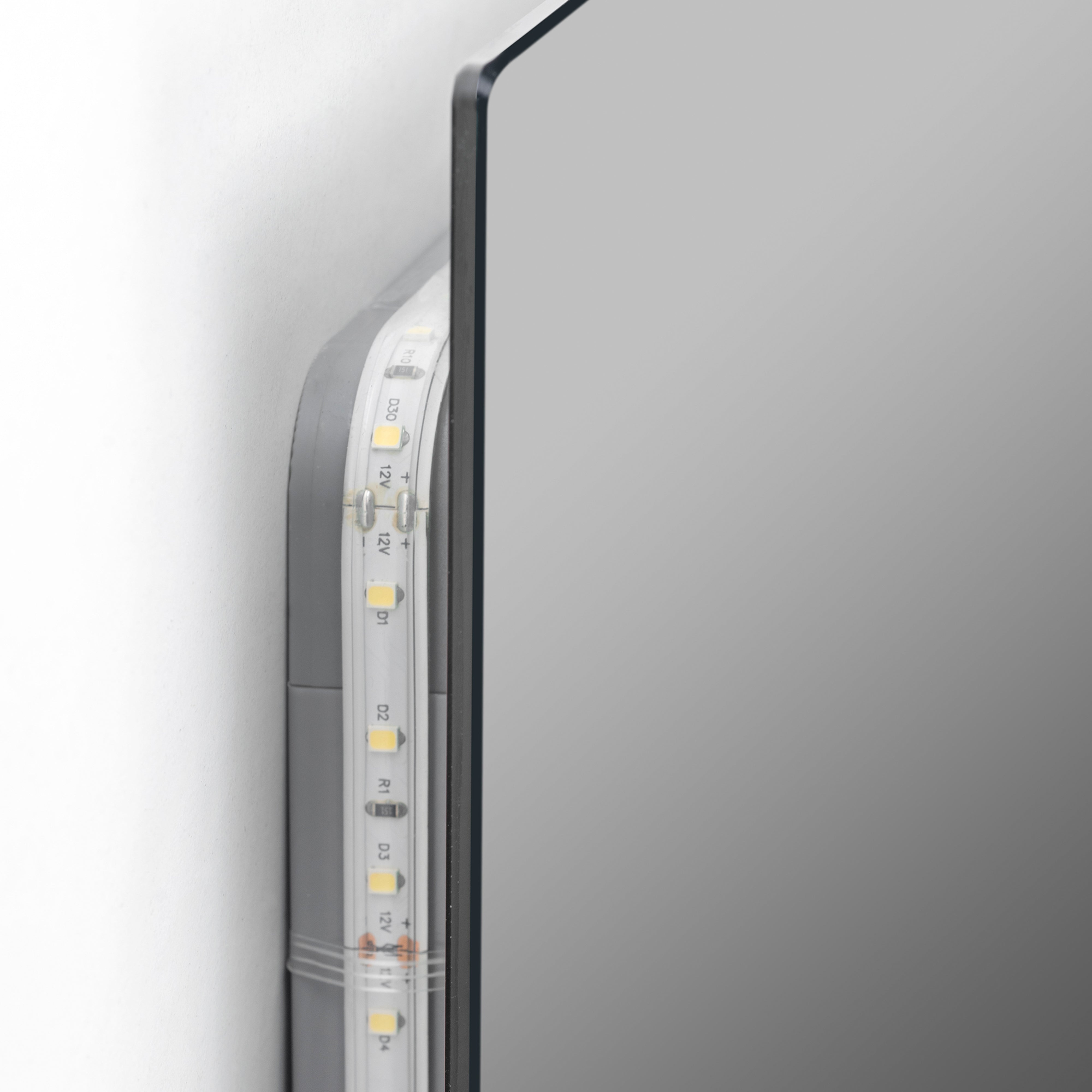 Emuca Specchio Centaurus con illuminazione LED decorativa, rettangolare 600 x 800 mm, 14 W, Alluminio e Vetro, 1 u.