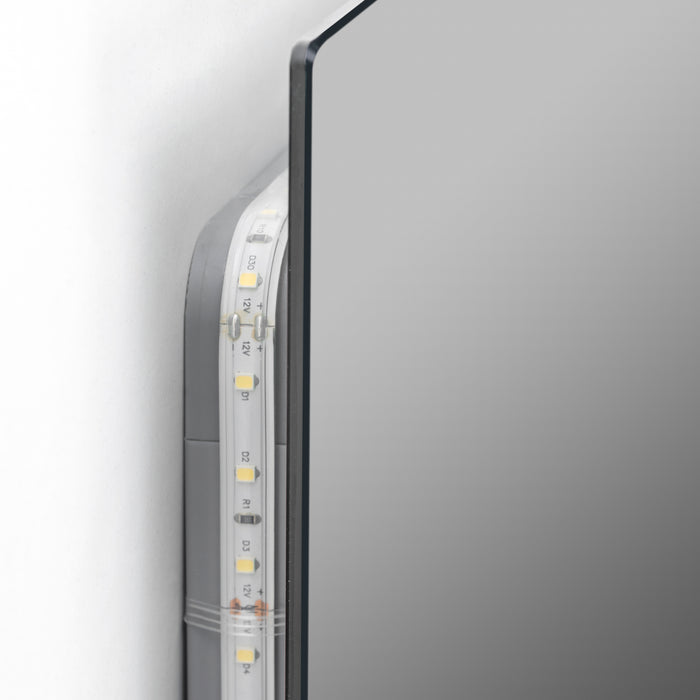 Emuca Specchio Centaurus con illuminazione LED decorativa, rettangolare 600 x 800 mm, 14 W, Alluminio e Vetro, 1 u.