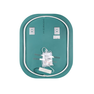 Emuca Specchio Cepheus con illuminazione LED decorativa e cornice nera, tondo rettangolare 600 x 800 mm, 12 W, Alluminio e Vetro, 1 u.