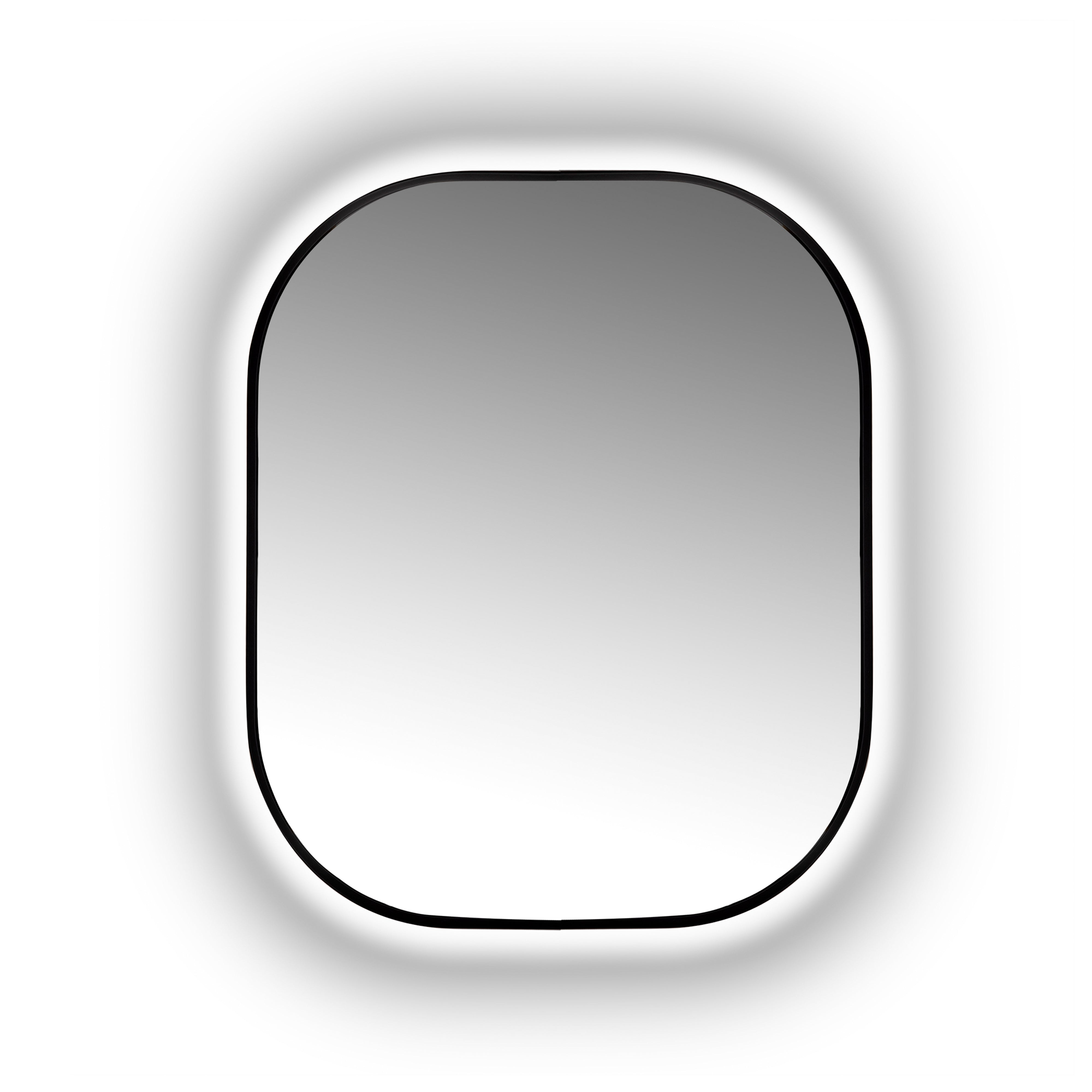 Emuca Specchio Cepheus con illuminazione LED decorativa e cornice nera, tondo rettangolare 600 x 800 mm, 12 W, Alluminio e Vetro, 1 u.