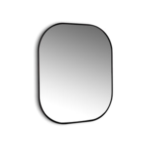 Emuca Specchio Cepheus con illuminazione LED decorativa e cornice nera, tondo rettangolare 600 x 800 mm, 12 W, Alluminio e Vetro, 1 u.