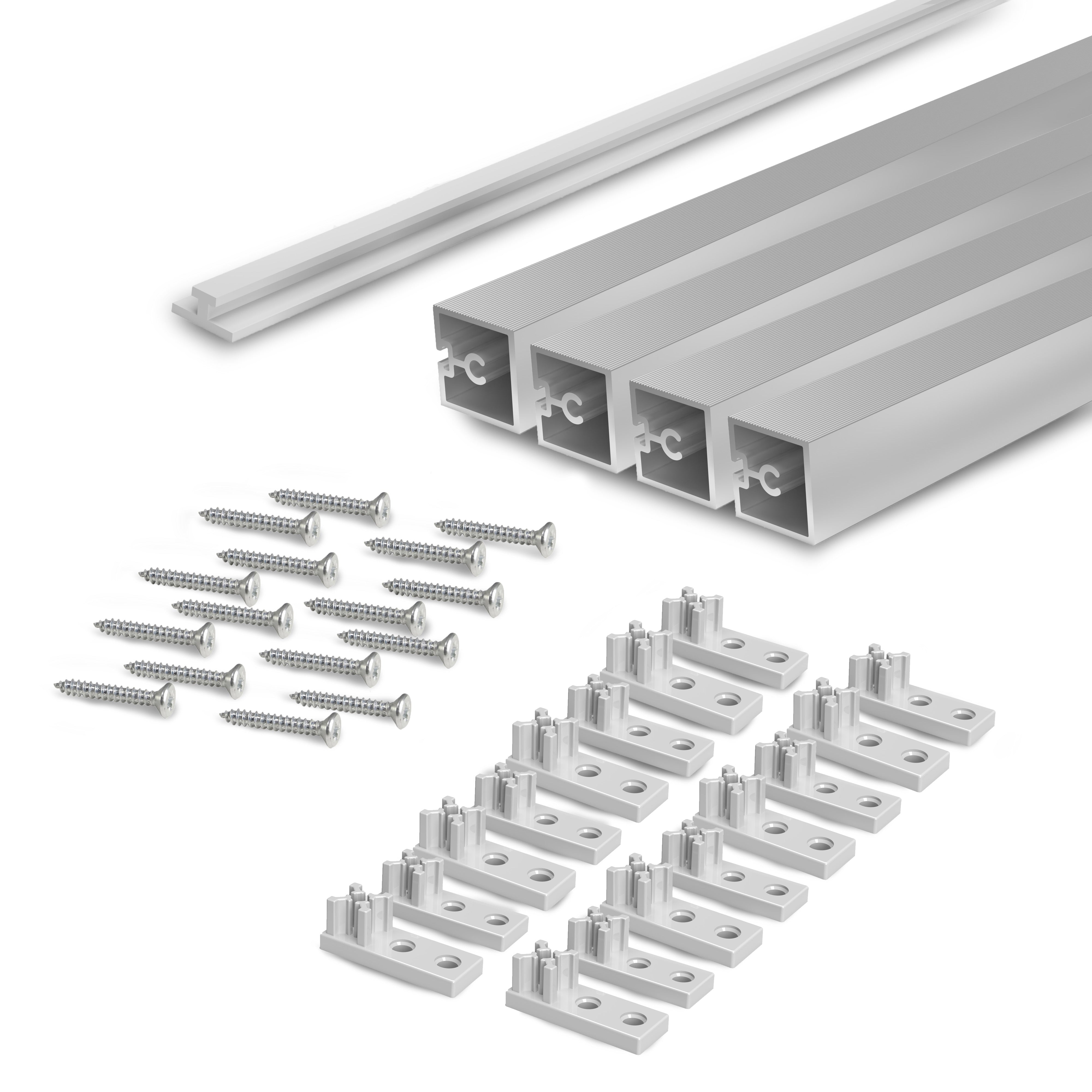 Emuca Kit traversi Albeam per mobili da cucina, Per vite, Anodizzato opaco, Alluminio e Tecnoplastica