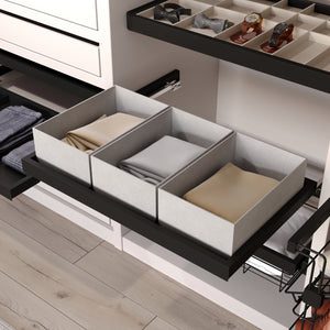 Emuca Kit vassoio con 2 cestelli e telaio con guide a chiusura morbida per armadio, regolabile, modulo 800mm, Nero testurizzato