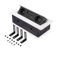 Emuca Multipresa Atom 26 A+C per scrivania, EU, Verniciato bianco, Acciaio e Tecnoplastica e Zama, 1 u.