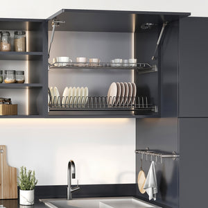 Emuca Pistone diametro 12 Thin con agganci per ante per pensili, 5 kg, Verniciato nichel opaco, Acciaio e Tecnoplastica