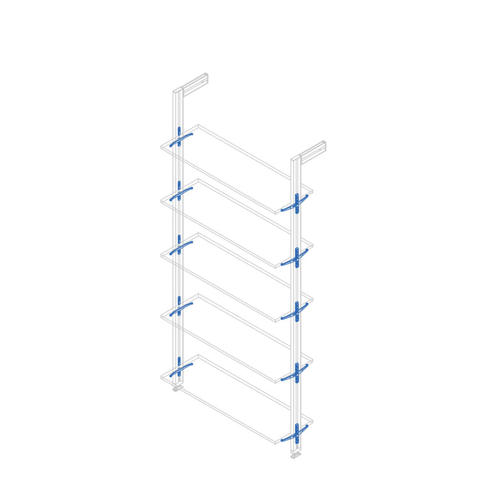 Emuca Set di mensole in legno, tavole in legno non incluse, verniciato grigio pietra, Zamak, 5 set