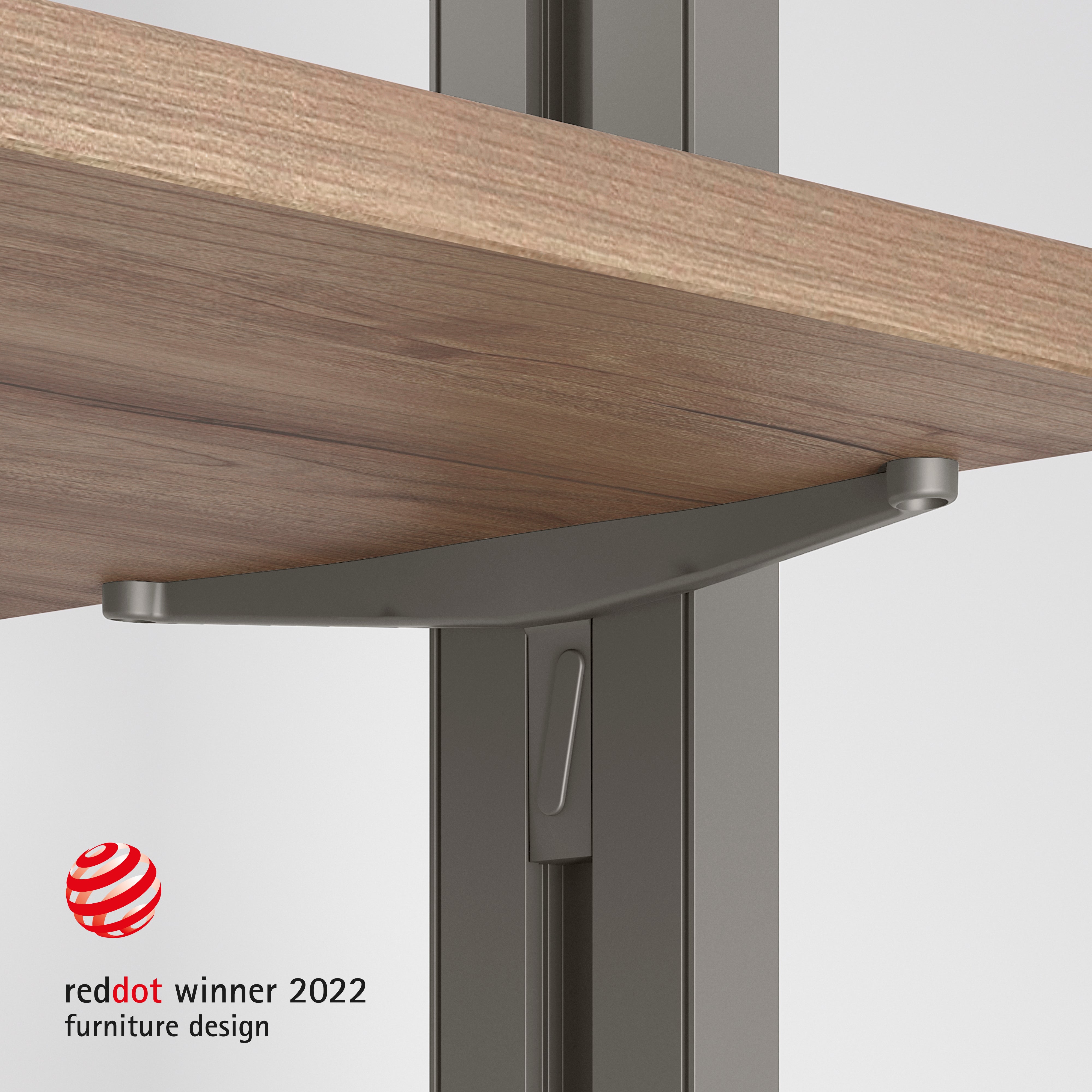 Emuca Set di mensole in legno, tavole in legno non incluse, verniciato grigio pietra, Zamak, 5 set