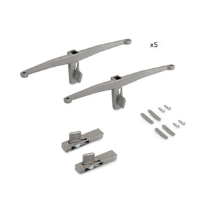 Emuca Set di mensole in legno, tavole in legno non incluse, verniciato grigio pietra, Zamak, 5 set