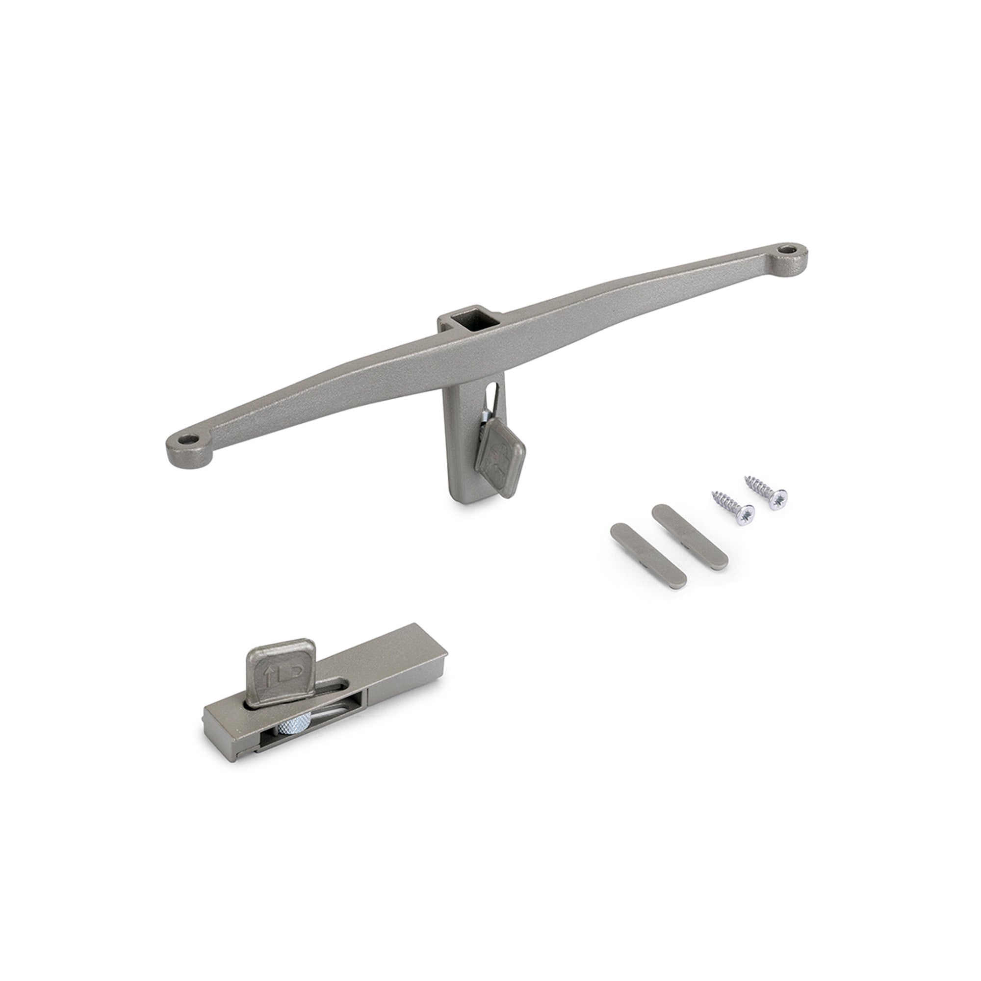 Emuca Set di mensole in legno, tavole in legno non incluse, verniciato grigio pietra, Zamak, 5 set