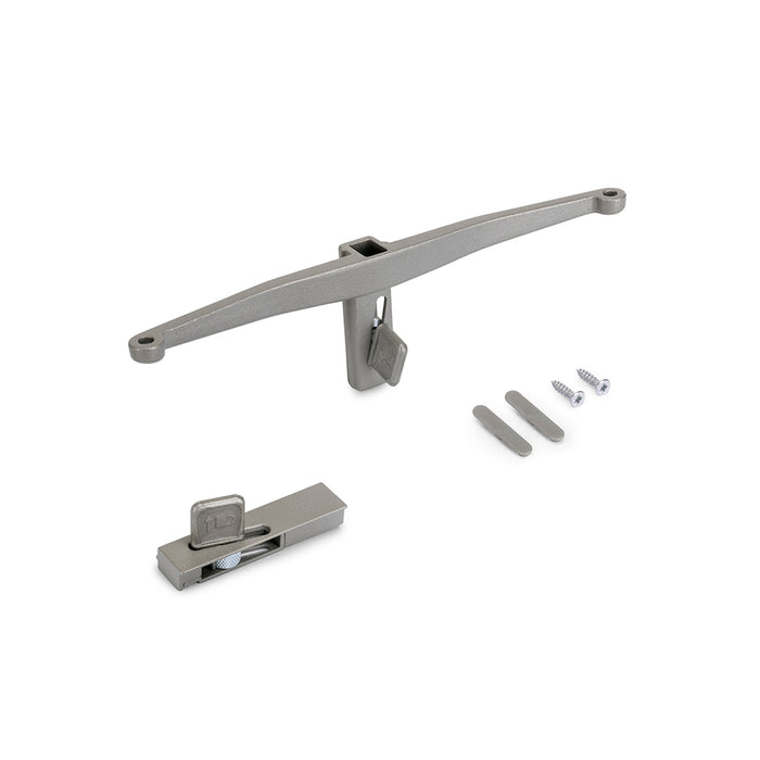 Emuca Set di mensole in legno, tavole in legno non incluse, verniciato grigio pietra, Zamak, 5 set