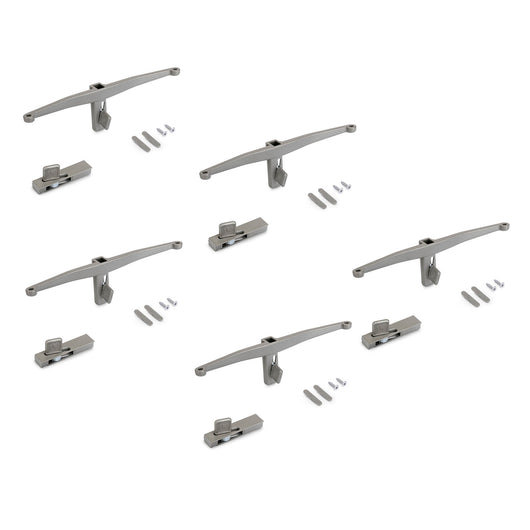 Emuca Set di mensole in legno, tavole in legno non incluse, verniciato grigio pietra, Zamak, 5 set